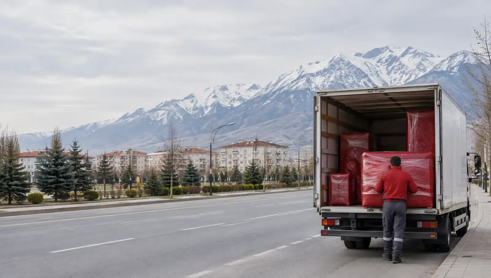 Erzincan'da geniş bulvar ve Munzur Dağları; yapay zekâ ile oluşturulmuş görsel